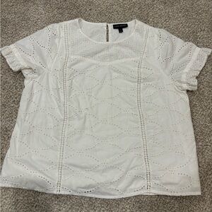 Lane Bryant White Eyelet Short Sleeve Blouse